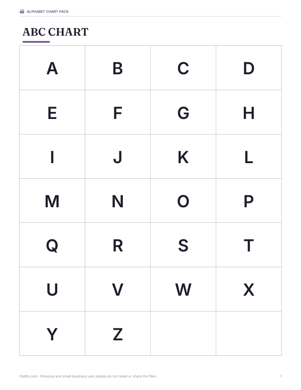 Preview of Printable ABC Capital Chart