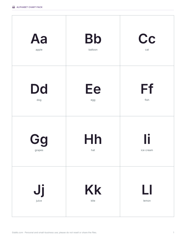 Preview of Printable Alphabet Flashcards